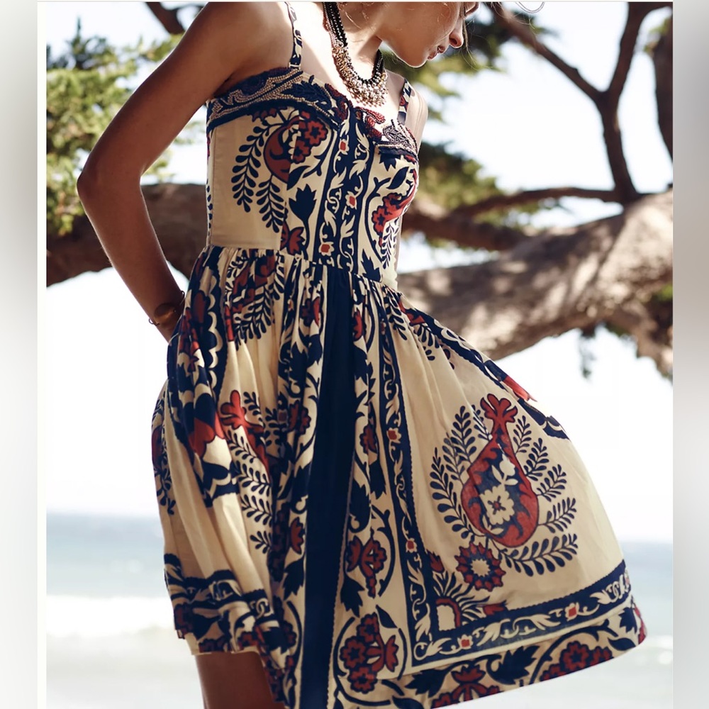 SOLD 🌟HOST PICK🌟Yoana Baraschi Sweetwater Beaded Collar Cotton Dress size 0 - Picture 2 of 9